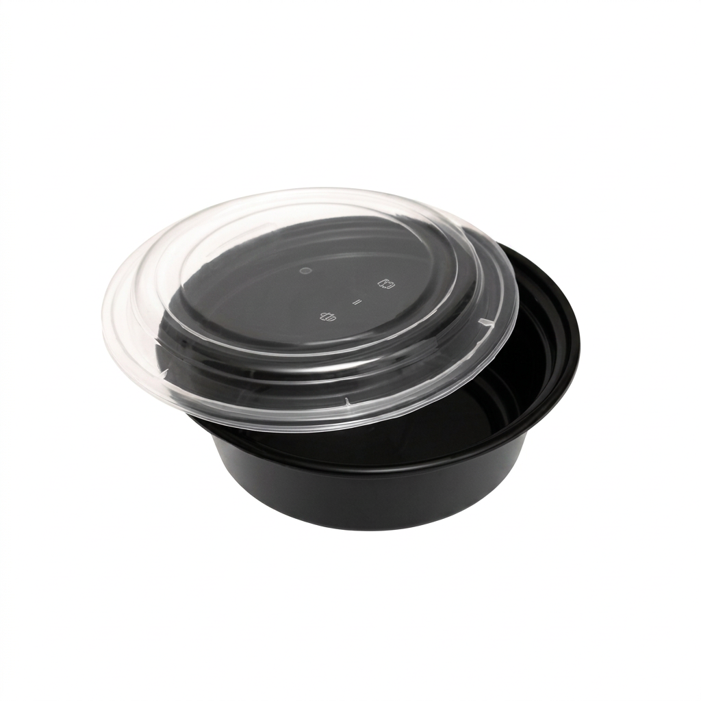 RO32 Circle Black Container with Lid