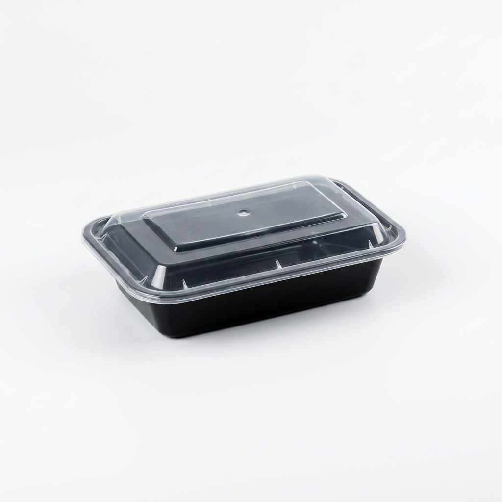 RE38 Rect Black Container with Lid